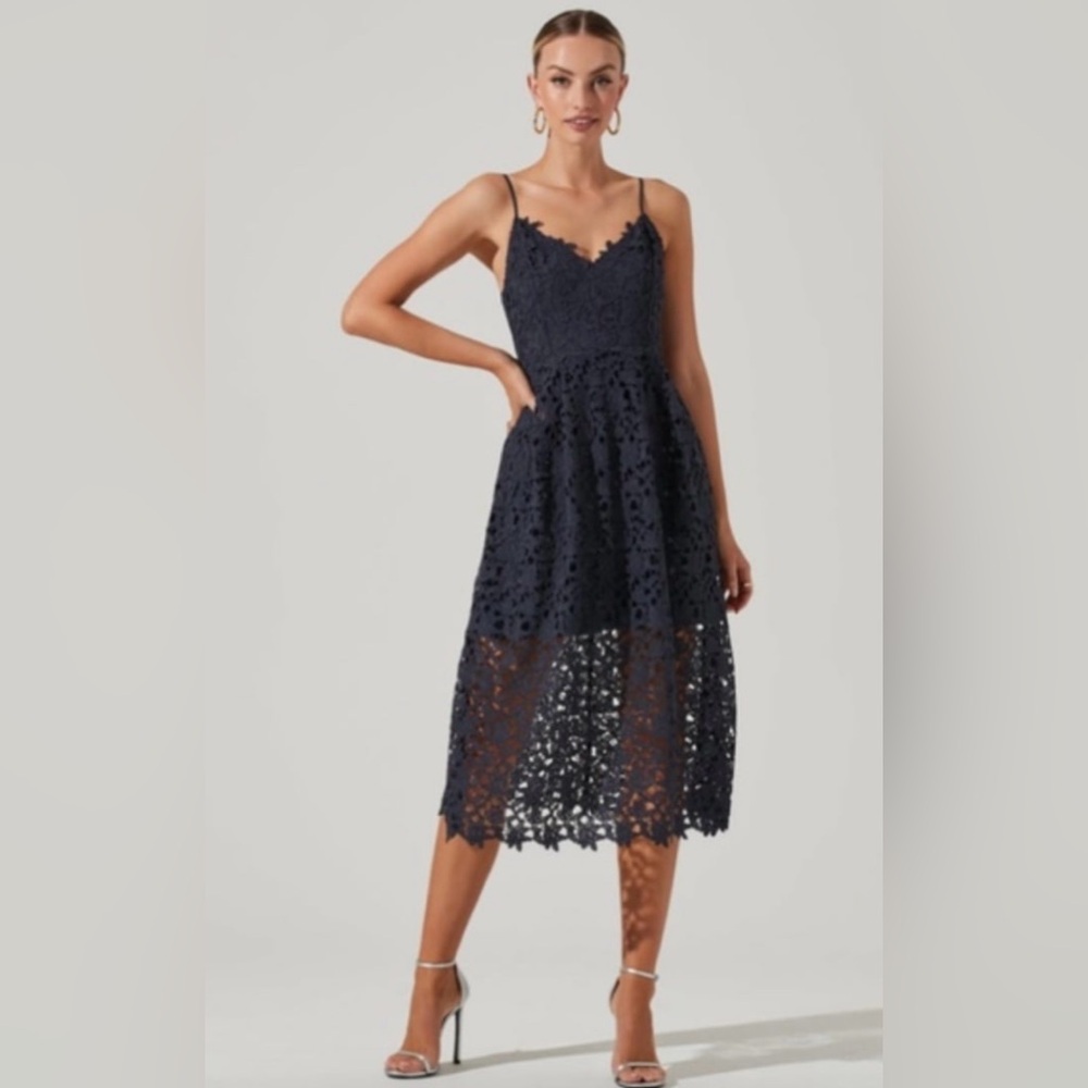 Astr Deep Purple Lace Midi Dress